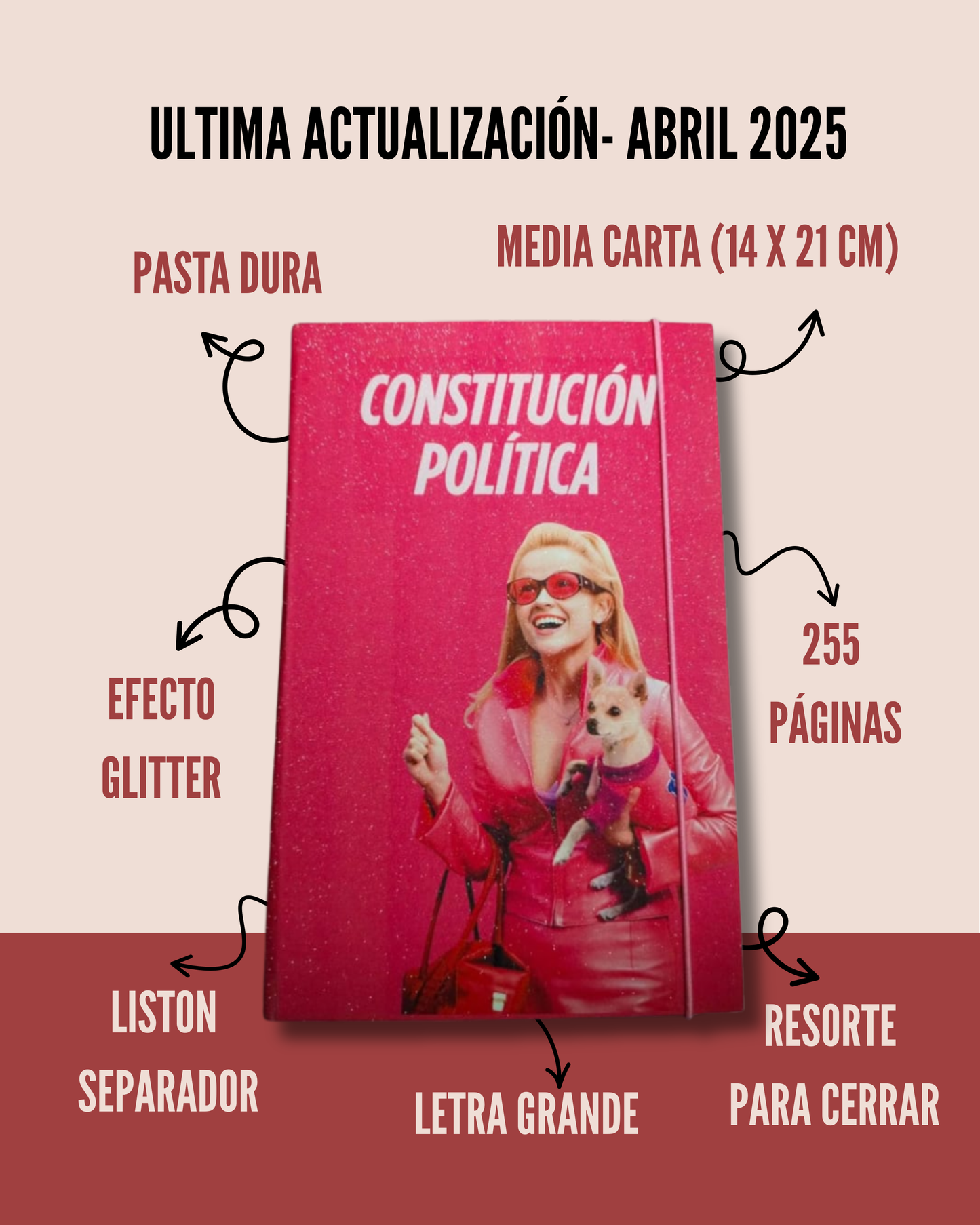 CONSTITUCIÓN POLÍTICA MEXICANA- EDICIÓN 2025, INSPIRADA EN ELLE WOODS.